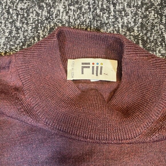 Fiii Sweater Mens L Red Wool Acrylic Geometric Pullover Vintage Made In Italy - Picture 3 of 8